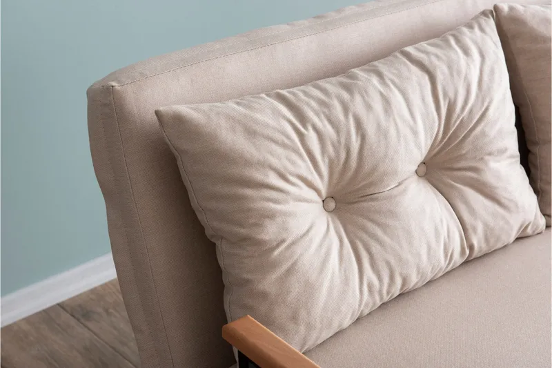 Alfredton 2-seter Utrettbar Sammenleggbar Sovesofa i Stoff med Metallben - Lysebeige - Møbler - Sofaer - Sovesofaer