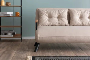 Alfredton 2-seter Utrettbar Sammenleggbar Sovesofa i Stoff med Metallben - Lysebeige - Møbler - Sofaer - Sovesofaer