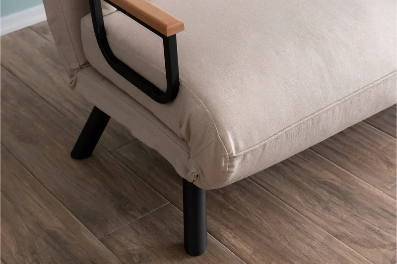 Alfredton 2-seter Utrettbar Sammenleggbar Sovesofa i Stoff med Metallben - Lysebeige - Møbler - Sofaer - Sovesofaer
