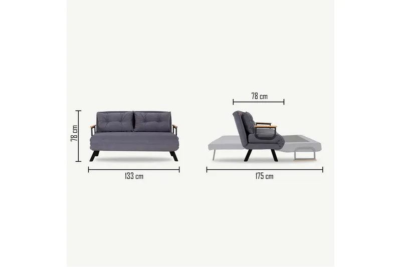 Alfredton 2-seter Utrettbar Sammenleggbar Sovesofa i Stoff med Metallben - Lysebeige - Møbler - Sofaer - Sovesofaer