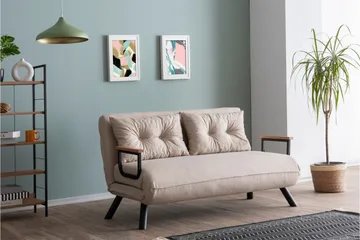 Alfredton 2-seter Utrettbar Sammenleggbar Sovesofa i Stoff med Metallben - Lysebeige - Møbler - Sofaer - Sovesofaer
