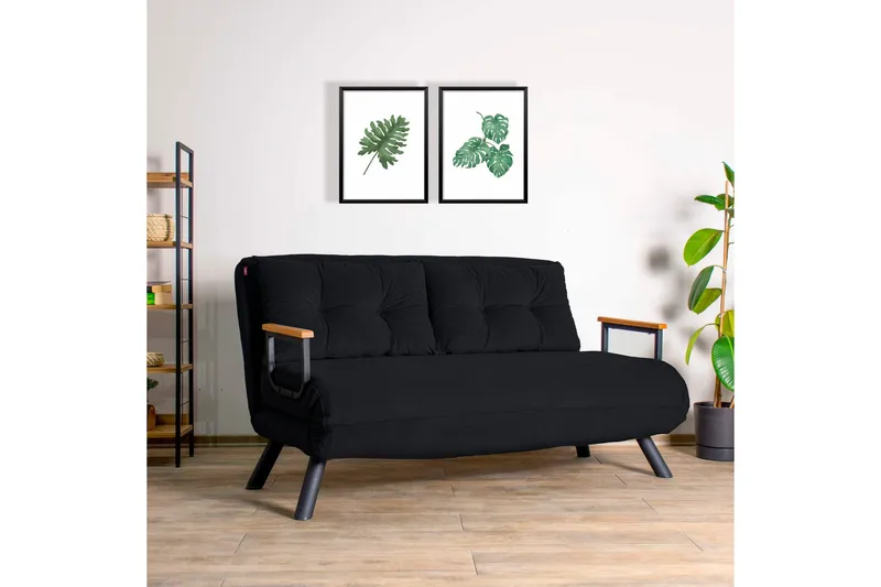 Alfredton Sovesofa 2-seter 175x133 cm - Svart - Møbler - Sofaer - Sovesofaer