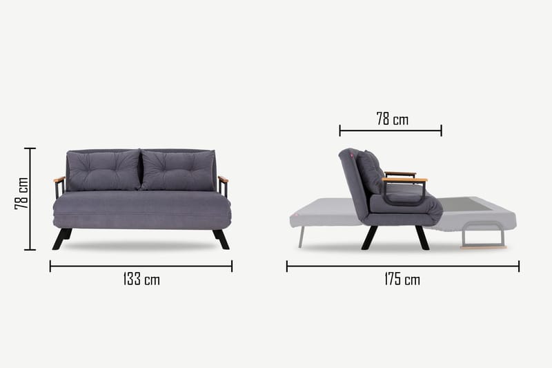 Alfredton Sovesofa 2-seters 120x185 - Grå - Møbler - Sofaer - Sovesofaer