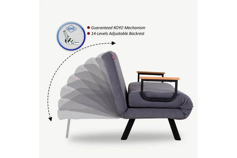 Alfredton Sovesofa 2-seters 120x185 - Grå - Møbler - Sofaer - Sovesofaer