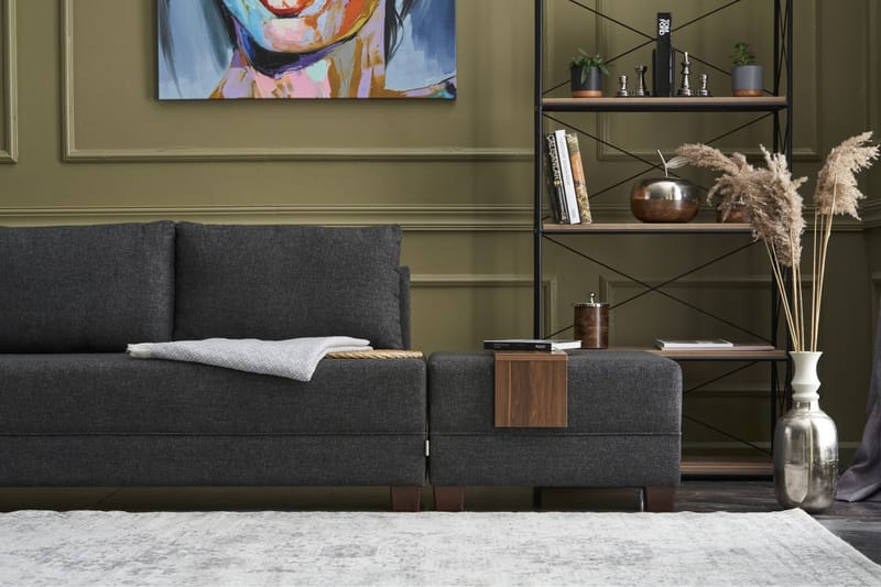 Algeria Sovesofa m. Divan 4-seters 140x190 - Antrasitt - Møbler - Sofaer - Sovesofaer