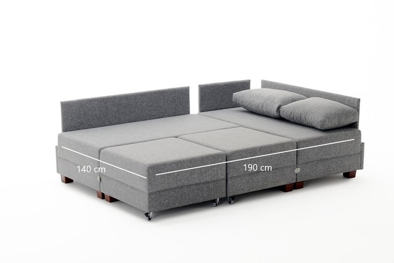 Algeria Sovesofa m. Divan 4-seters 140x190 - Antrasitt - Sovesofaer - Sovesofa divan