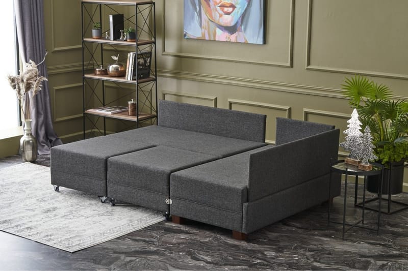 Algeria Sovesofa m. Divan 4-seters 140x190 - Antrasitt - Møbler - Sofaer - Sovesofaer