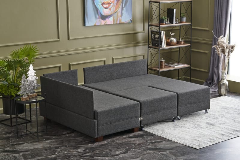 Algeria Sovesofa m. Divan 4-seters 140x190 - Antrasitt - Møbler - Sofaer - Sovesofaer