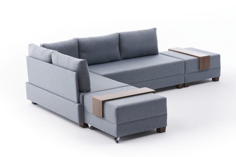 Algeria Sovesofa m. Divan 4-seters 140x190 - Blå - Møbler - Sofaer - Sovesofaer
