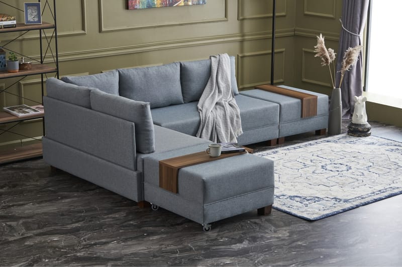 Algeria Sovesofa m. Divan 4-seters 140x190 - Blå - Møbler - Sofaer - Sovesofaer