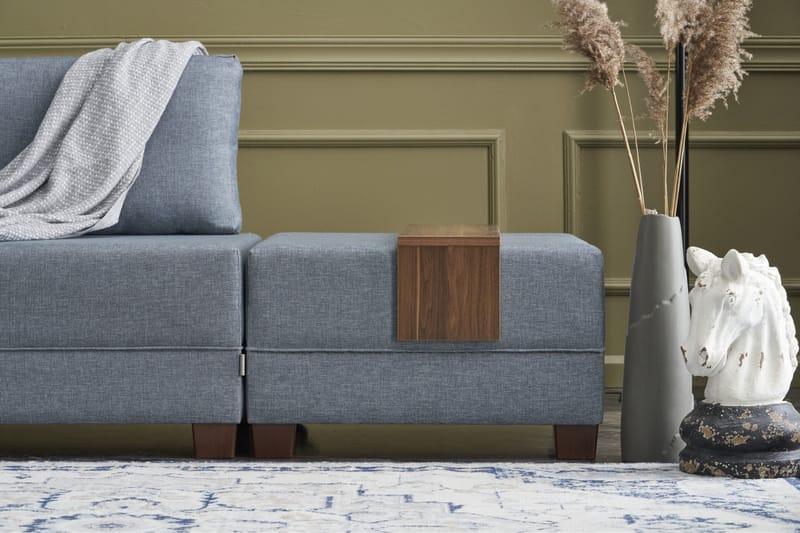 Algeria Sovesofa m. Divan 4-seters 140x190 - Blå - Møbler - Sofaer - Sovesofaer