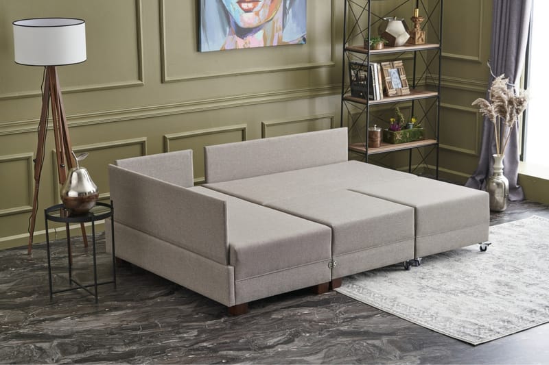 Algeria Sovesofa m. Divan 4-seters 140x190 - Krem - Sovesofaer - Sovesofa divan