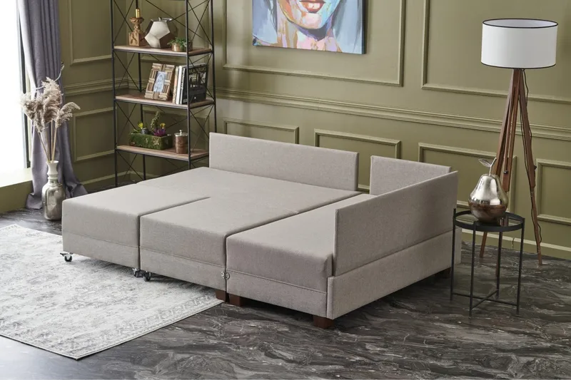 Algeria Sovesofa m. Divan 4-seters 140x190 - Krem - Møbler - Sofaer - Sovesofaer