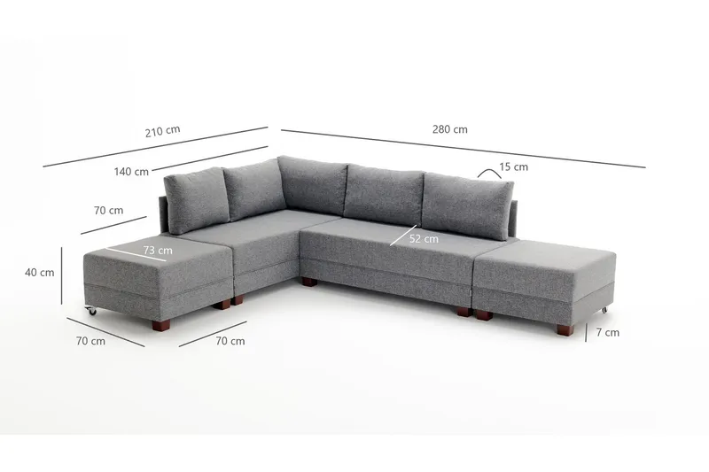 Algeria Sovesofa m. Divan 4-seters 140x190 - Krem - Møbler - Sofaer - Sovesofaer