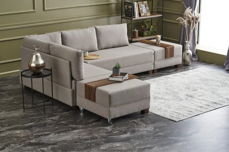 Algeria Sovesofa m. Divan 4-seters 140x190 - Krem - Møbler - Sofaer - Sovesofaer