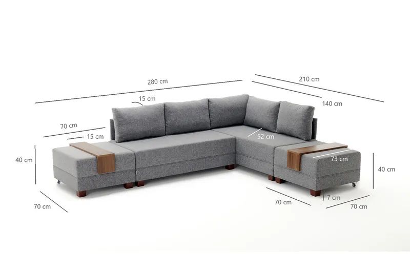 Algeria Sovesofa m. Divan 4-seters 140x190 - Krem - Møbler - Sofaer - Sovesofaer