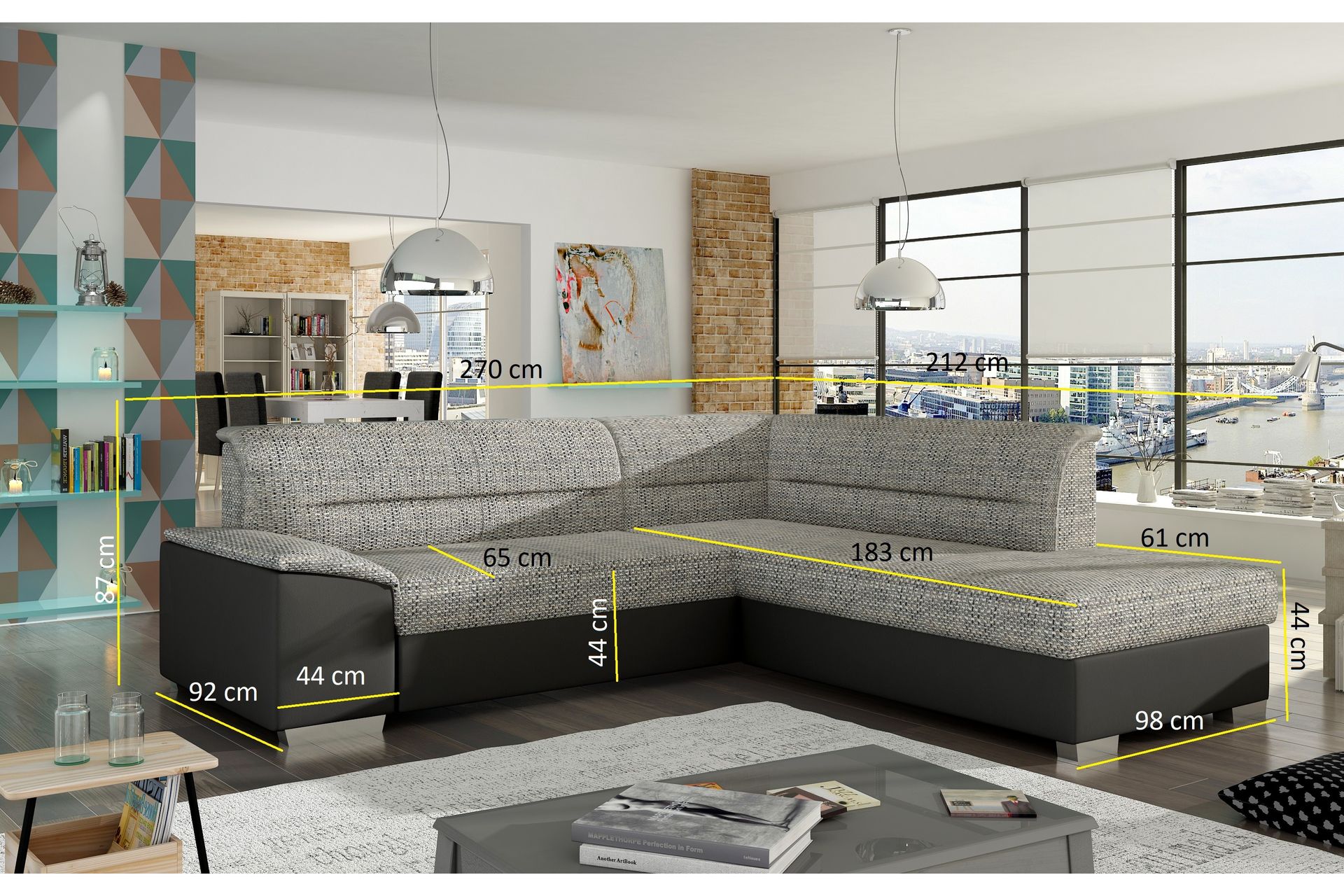 Almande Hjørnesovesofa - Grå/Svart - Møbler - Sofaer - Sovesofaer