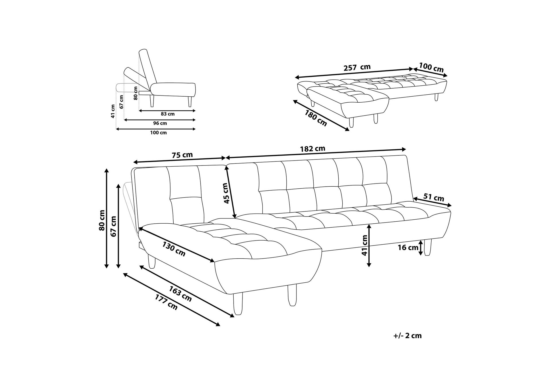 Alsten 4-seters Hjørnesovesofa - Hvit - Møbler - Sofaer - Sovesofaer