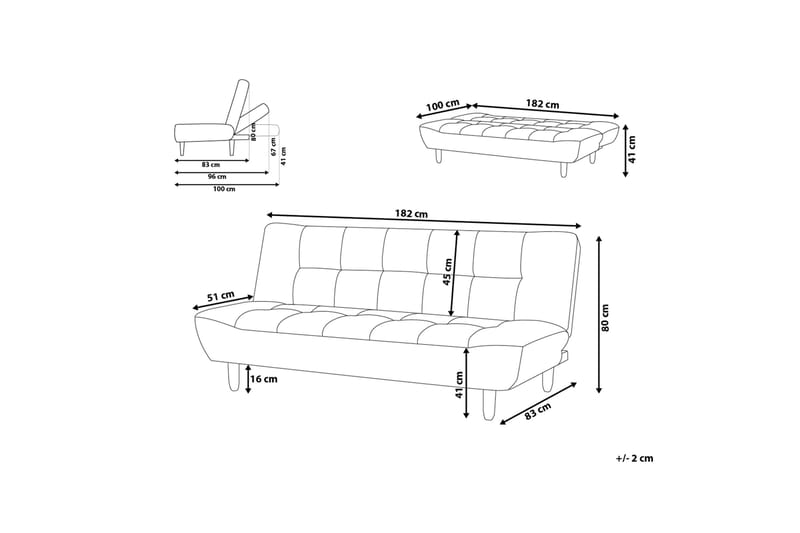 Alsten Sovesofa 182 cm - Grå - Møbler - Sofaer - Sovesofaer