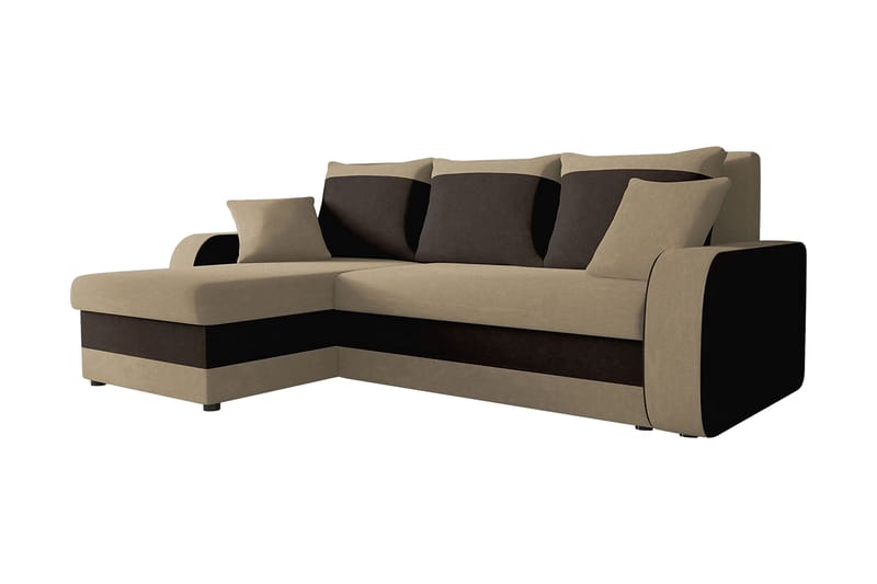 Alvared 3-seters Hjørnesovesofa Universal - Beige/Brun - Sovesofaer - Sovesofa divan - Fløyel sofaer