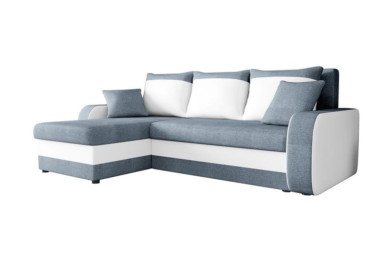 Alvared 3-seters Hjørnesovesofa Universal - Blå/Hvit - Møbler - Sofaer - Sovesofaer