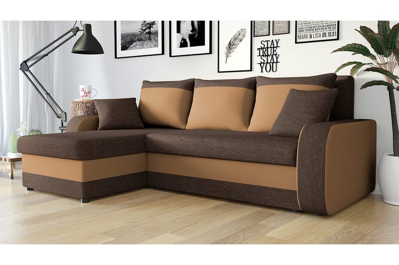 Alvared 3-seters Hjørnesovesofa Universal - Brun - Møbler - Sofaer - Sovesofaer