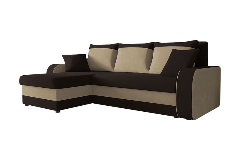 Alvared 3-seters Hjørnesovesofa Universal - Brun/Beige - Sovesofaer - Sovesofa divan - Fløyel sofaer