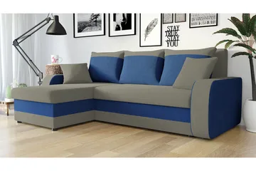 Alvared 3-seters Hjørnesovesofa Universal - Grå/Blå - Møbler - Sofaer - Sovesofaer