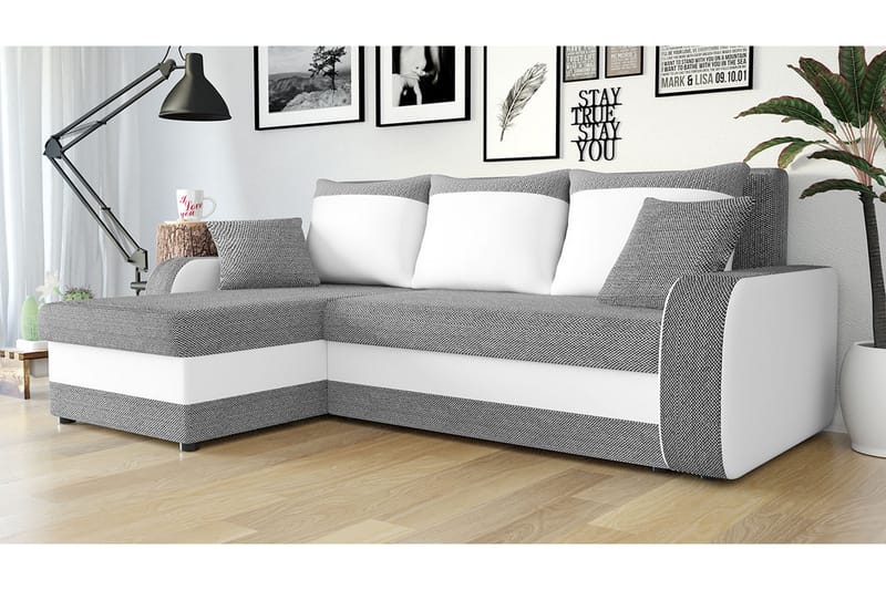 Alvared 3-seters Hjørnesovesofa Universal - Grå/Hvit - Møbler - Sofaer - Sovesofaer