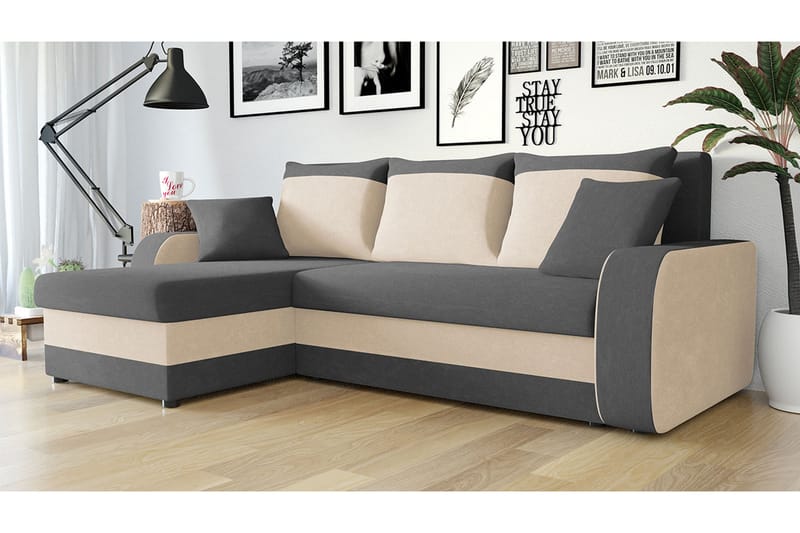 Alvared 3-seters Hjørnesovesofa Universal - Grå/Hvit - Møbler - Sofaer - Sovesofaer