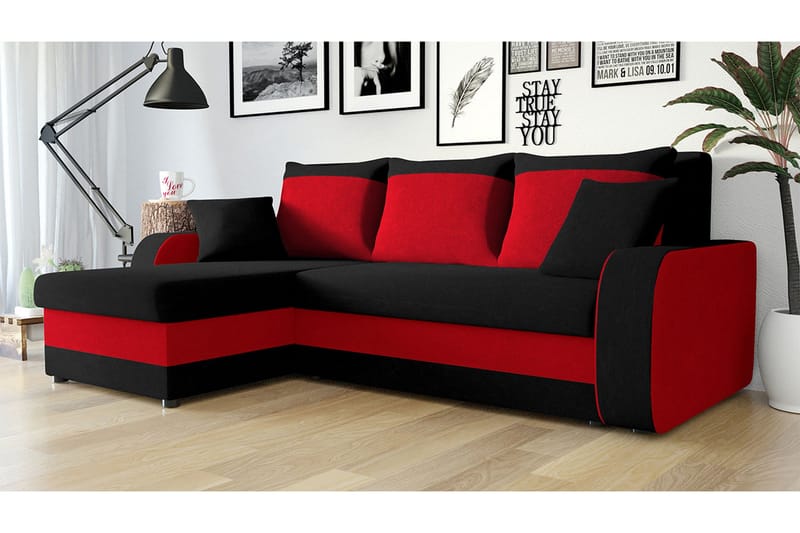Alvared 3-seters Hjørnesovesofa Universal - Grå/Rød - Møbler - Sofaer - Sovesofaer