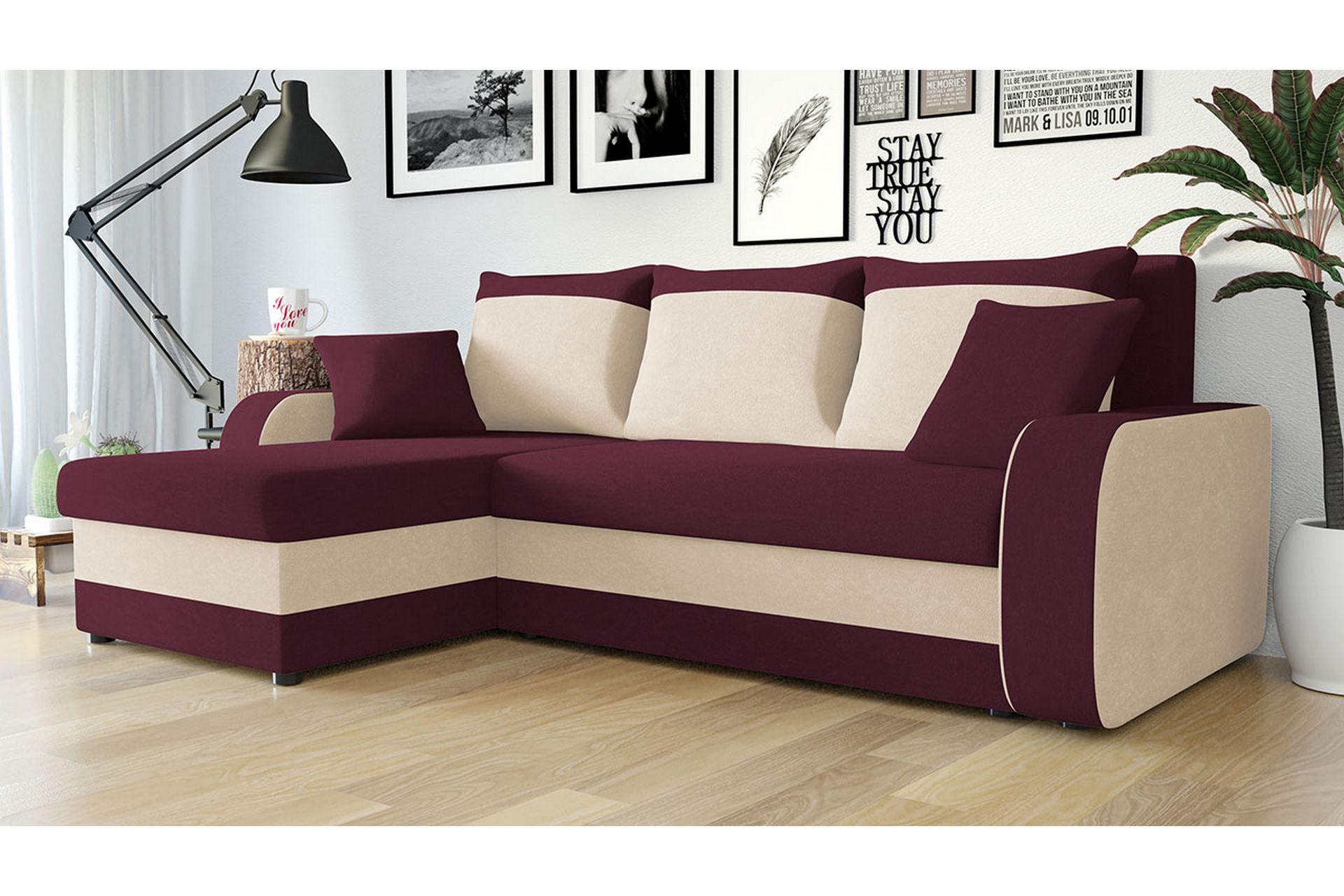 Alvared 3-seters Hjørnesovesofa Universal - Hvit/Rød - Møbler - Sofaer - Sovesofaer