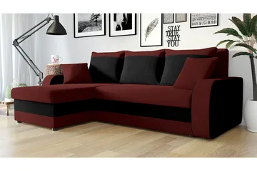 Alvared 3-seters Hjørnesovesofa Universal - Rød/Svart - Møbler - Sofaer - Sovesofaer
