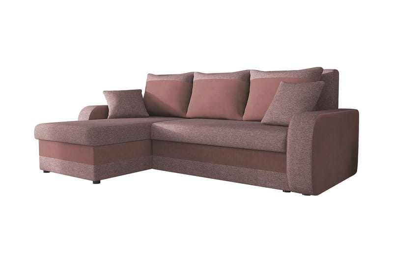 Alvared 3-seters Hjørnesovesofa Universal - Rosa - Sovesofaer - Sovesofa divan - Fløyel sofaer