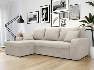 Alvared 3-seters sovesofa med divan venstre - Beige - Møbler - Sofaer - Sovesofaer