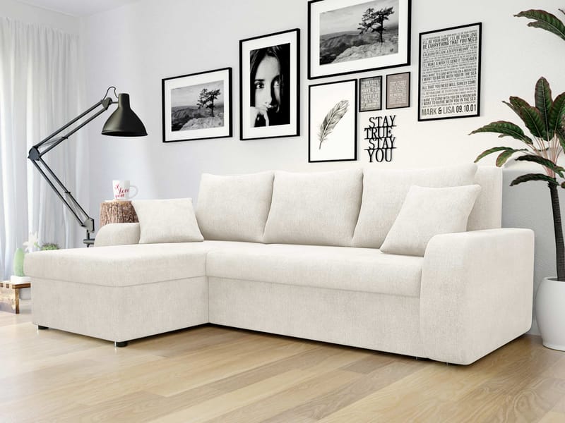 Alvared 3-seters sovesofa med divan venstre - Hvit - Møbler - Sofaer - Sovesofaer