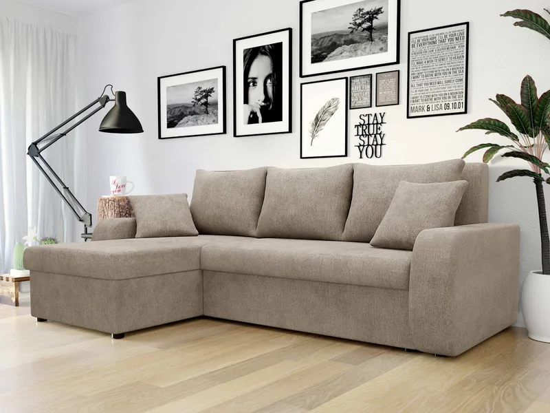 Alvared 3-seters sovesofa med divan venstre - Mørk beige - Møbler - Sofaer - Sovesofaer