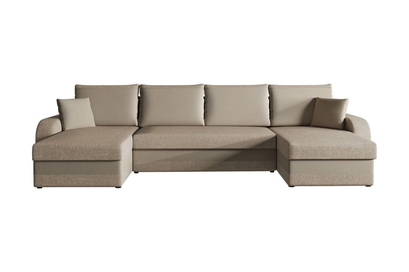 Alvared 4-seters Sovesofa med Dobbeldivan med Oppbevaring - Fløyel/Beige - Sovesofaer - U sovesofa - Sovesofa divan