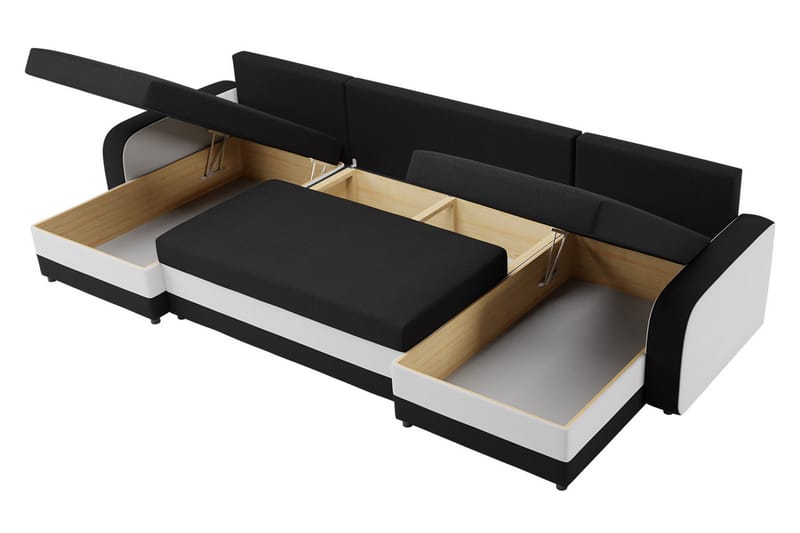 Alvared 4-seters Sovesofa med Dobbeldivan med Oppbevaring - Fløyel/Blå/Grå - Møbler - Sofaer - Sovesofaer