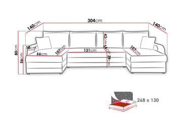 Alvared 4-seters Sovesofa med Dobbeldivan med Oppbevaring - Fløyel/Brun/Beige - Møbler - Sofaer - Sovesofaer