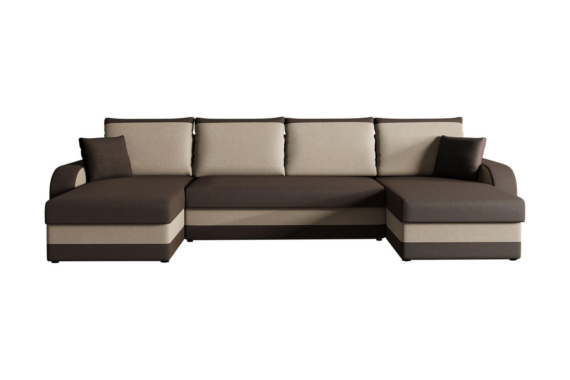 Alvared 4-seters Sovesofa med Dobbeldivan med Oppbevaring - Fløyel/Brun/Beige