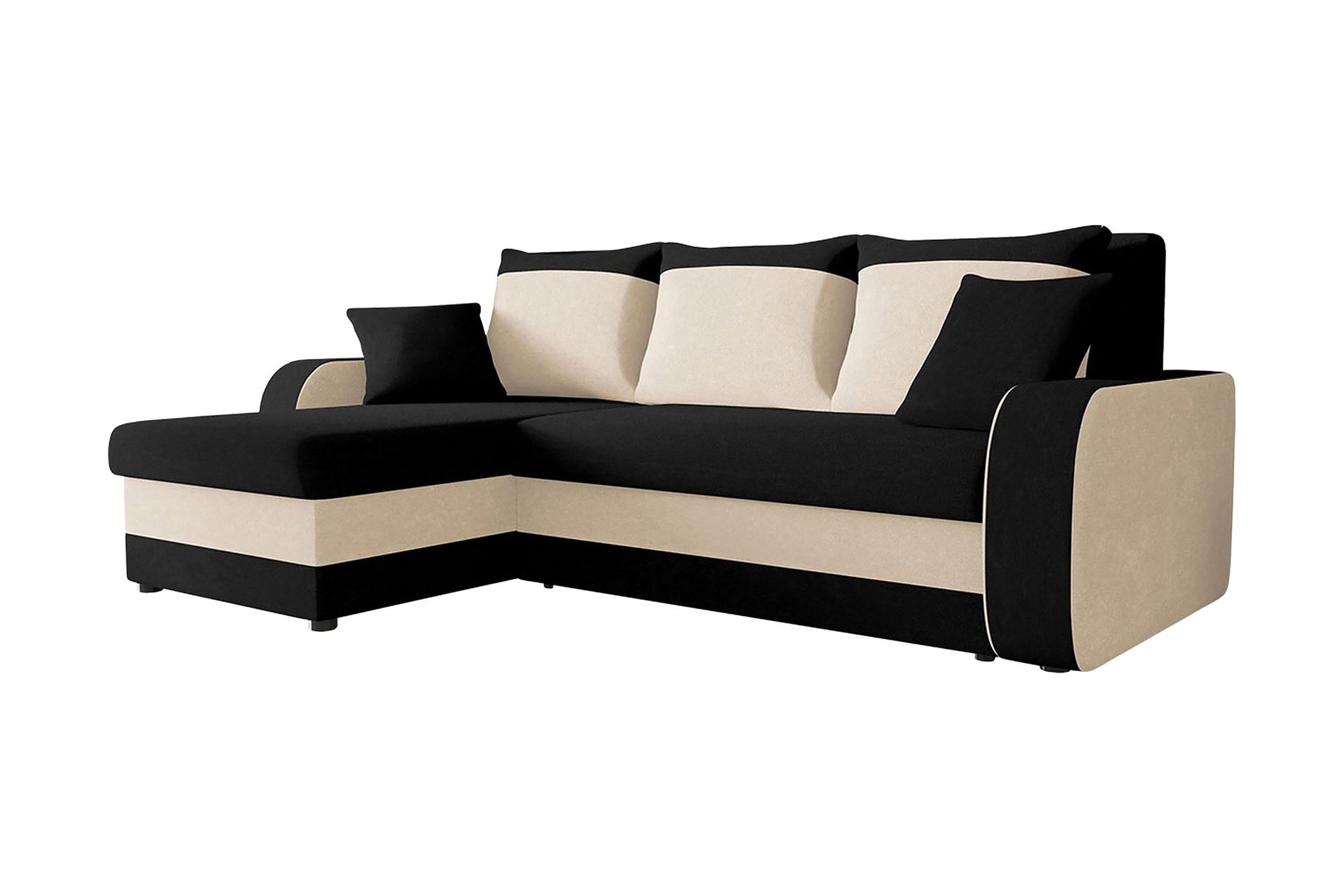 Alvared Dyp 3-seters L Sofa -Hjørnesovesofa Universal 230 cm - Beige / Svart / Hvit