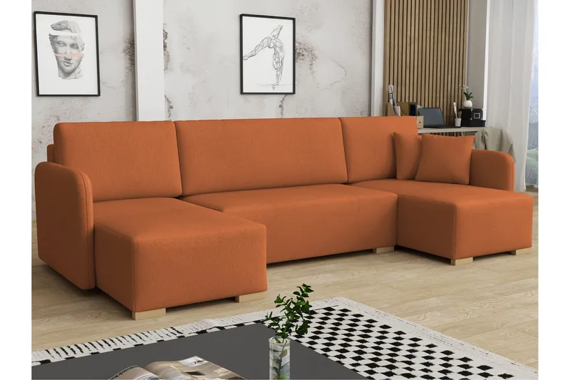 Amelus Sovesofa Dobbel Divan 4-Seter, Oransje