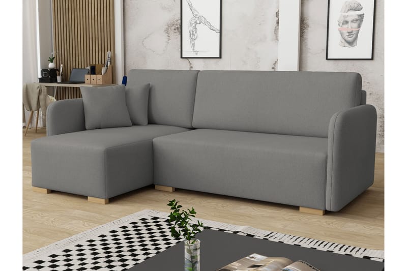 Amelus Sovesofa Med 4-Seters Divan - Grå - Møbler - Sofaer - Sovesofaer