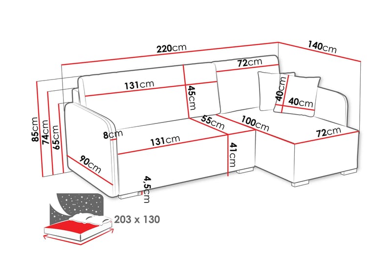 Amelus Sovesofa Med 4-Seters Divan - Gul - Møbler - Sofaer - Sovesofaer