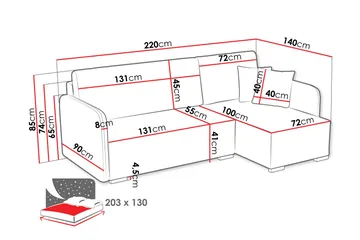 Amelus Sovesofa Med 4-Seters Divan - Hvit - Møbler - Sofaer - Sovesofaer