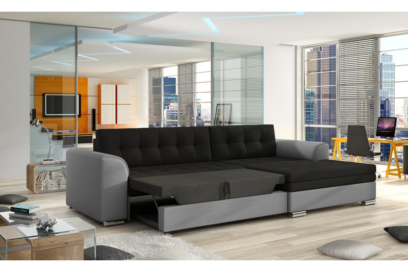 Amerikana Hjørnesovesofa med Divan - Grå - Møbler - Sofaer - Sovesofaer