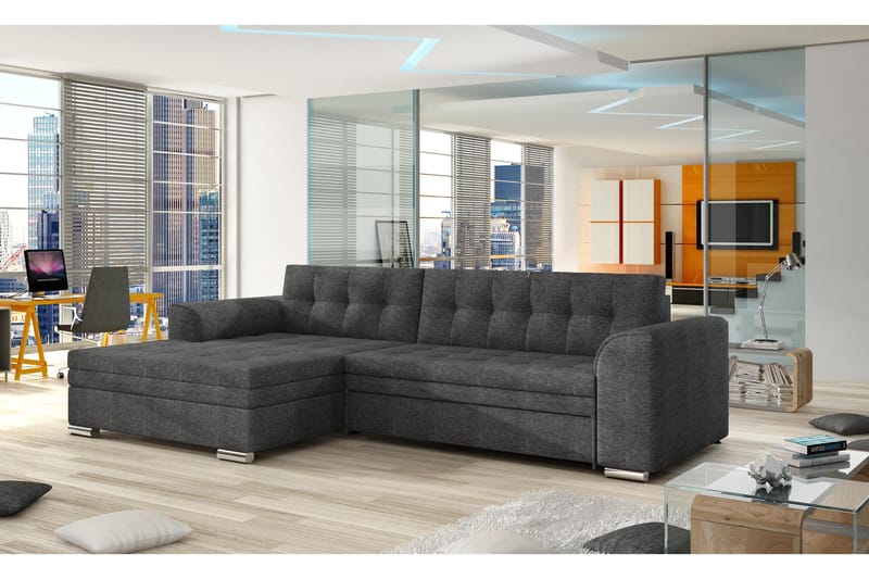 Amerikana Hjørnesovesofa med Divan - Grå - Møbler - Sofaer - Sovesofaer