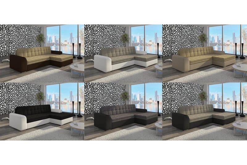 Amerikana Hjørnesovesofa med Divan - Grå/Hvit - Møbler - Sofaer - Sovesofaer