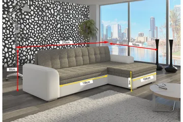 Amerikana Hjørnesovesofa med Divan - Grå/Hvit - Møbler - Sofaer - Sovesofaer